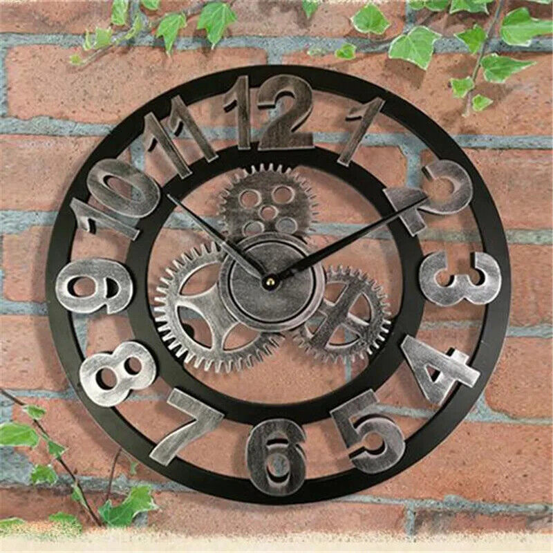 Wall Clock European Wood Home Wall Watch Living Room Office Bar Wall Art