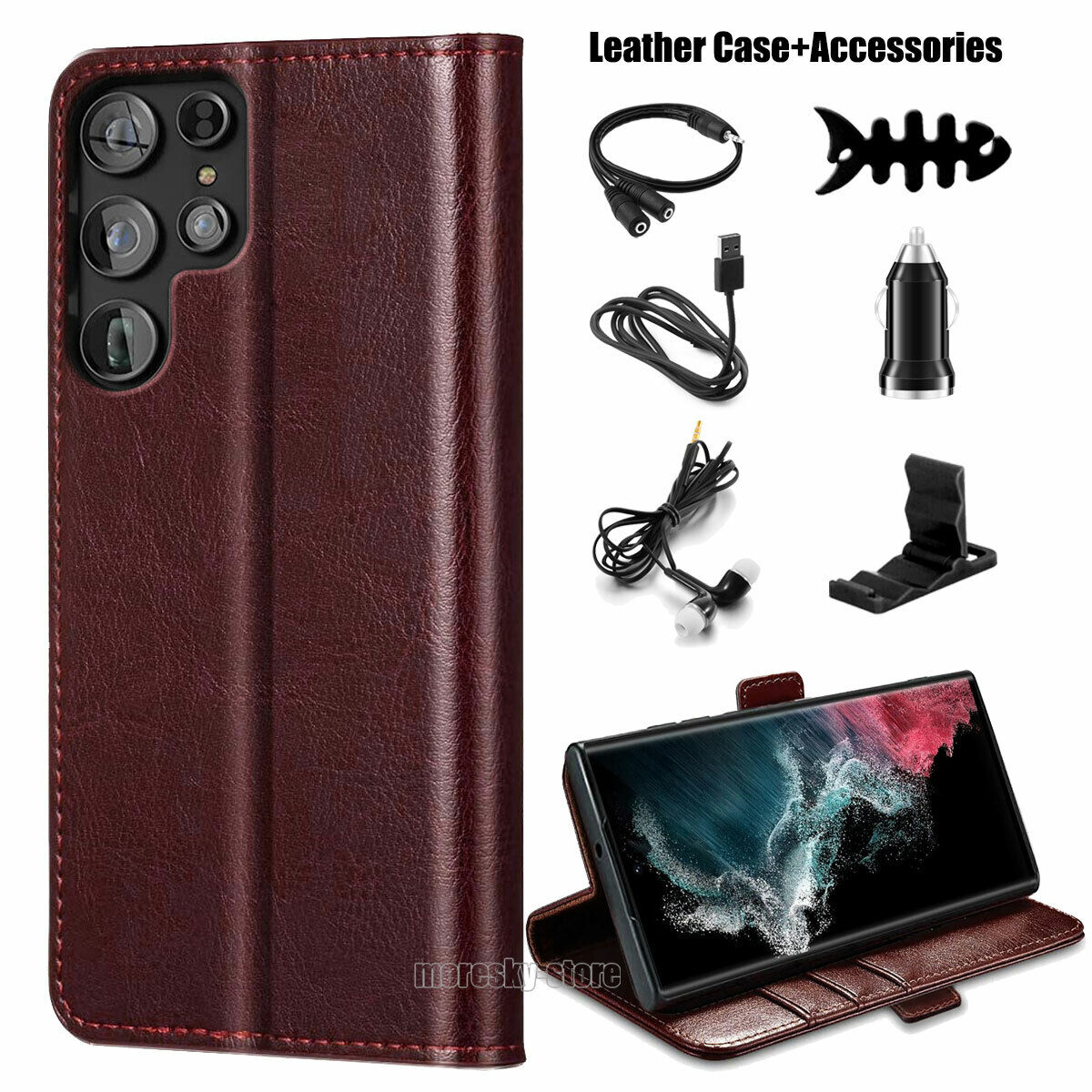 For Samsung Galaxy S22 Ultra/+ 5G Case Leather Wallet Flip Stand Cover Accessory