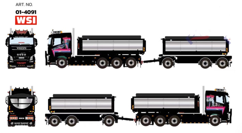 1:50 WSI HAUGEN VOLVO FH4 8X4 Asphalt Transport Truck Vehicle Diecast Model