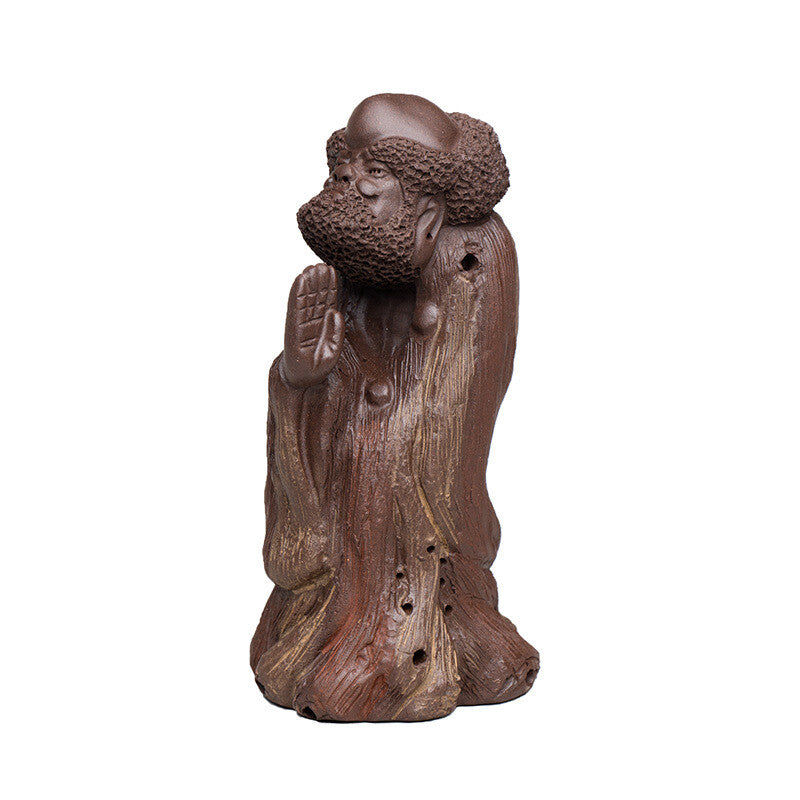 Buddhism Dharma Tea Pet Statue Chinese Yixing Zisha Pottery Purple Clay