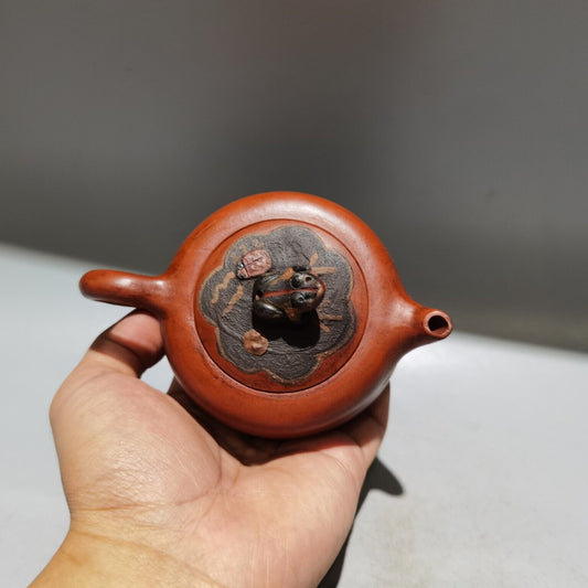 vintage chinese yixing purple clay teapot zisha ceramic frog Decor Figurine art