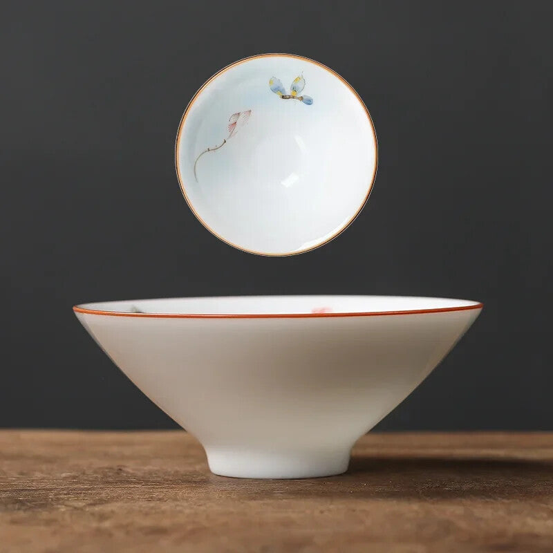 1Pc Chinese Ceramic Teacup Hand Painted Flowers and Birds Cup Porcelain Tea Set