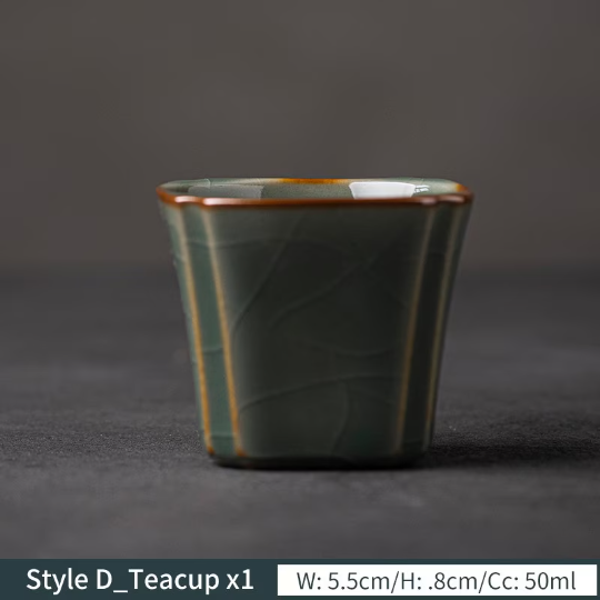 Square Ceramic Teacup Porcelain Tea Cup 50ml