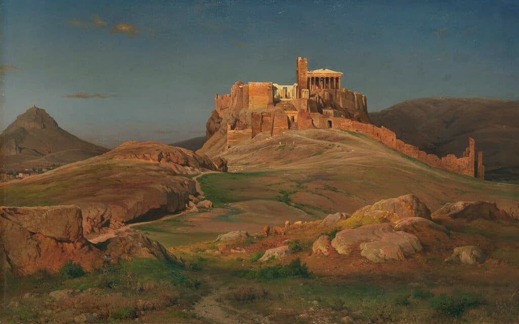 high quality oil painting handpainted on canvas " The Acropolis in the evening "