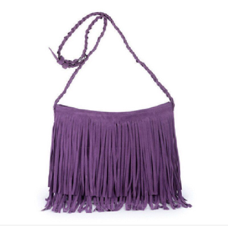 Fringed Leather Shoulder Bag Adjustable Knitting Strap Soft Messenger Bags 1 PC