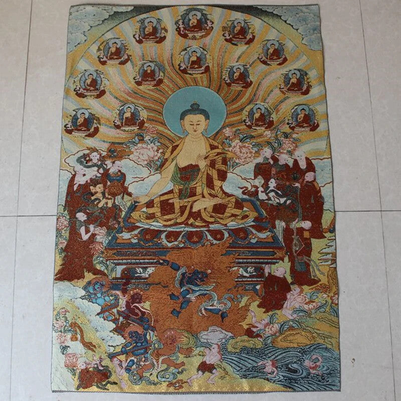 Shakyamuni Buddha Embroidery Portrait Cross Stitch Buddha Hanging Paintin