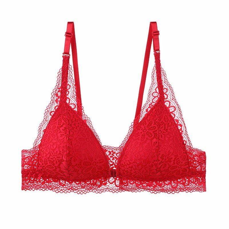Women Bra Lace Wireless Front Closure Sexy Lingerie Push Up Breathable Bralette