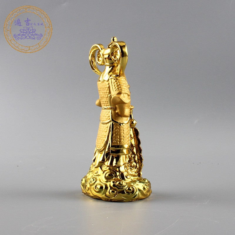 Traditional Resin Gilding Skanda Bodhisattva Buddha Statue Ornament Handicrafts
