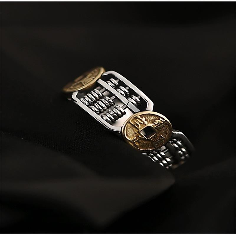 Men's Women's Fashion Lucky Money Coin Ring Adjustable Wishful Thinking Ring