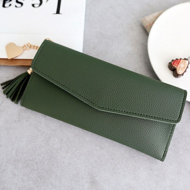 Women Wallet Clamps Purse Cash Clip Billfold Female Card Lady PU Leather Handbag
