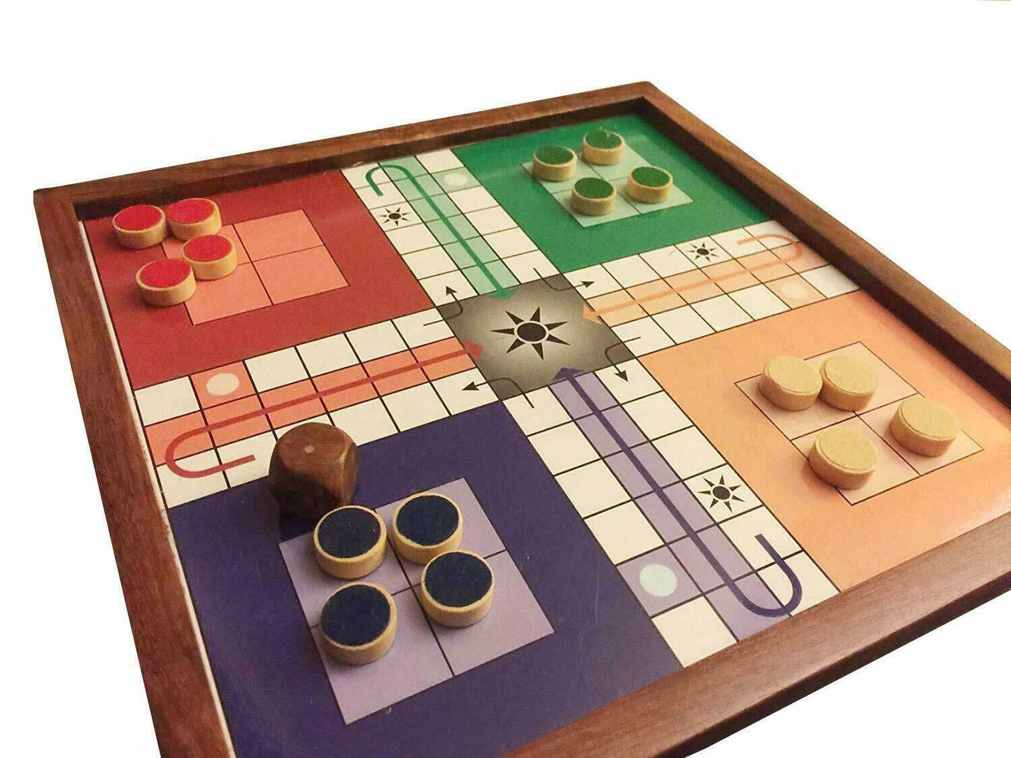 Magnetic Ludo Travel Board Game Handmade Wooden Classic Ludo Set Strategy Game