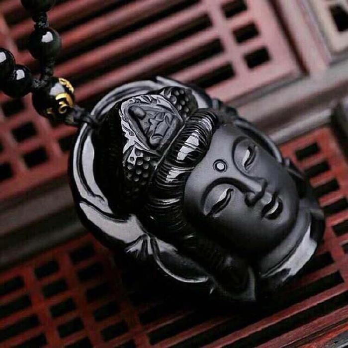 Necklaces Pendants Obsidian Buddha Head Women men Chain Pendant Amulet Jewelry