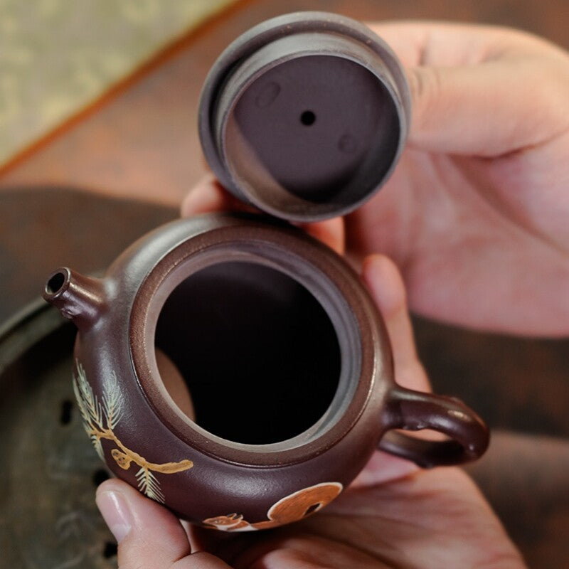 Full Handmade Tea Pot Handpainted China Real Yixing Zisha Purple Clay Master Pot