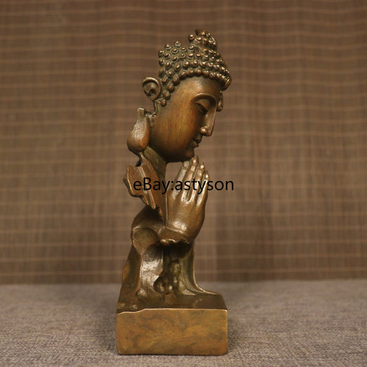 Brass Buddha Devil Faced Statue Buddhism Zen Good Evil Thought Home Decor