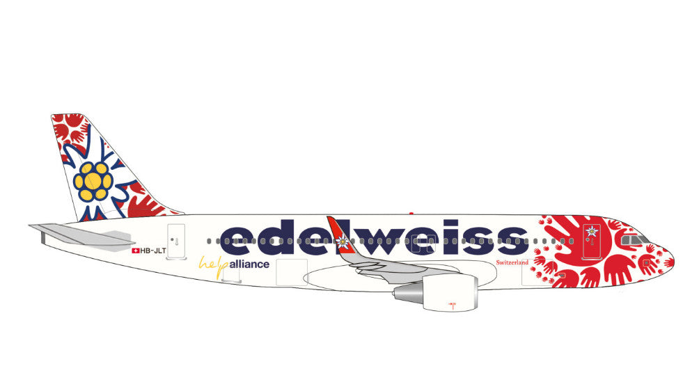 1:500 Herpa Edelweiss AIRBUS A320 Passenger Airplane Diecast Aircraft Model