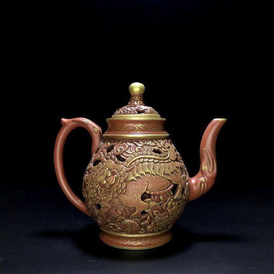 Chinese Yixing Zisha Clay Handmade Exquisite Teapot(事事如意 底款:康熙御制)