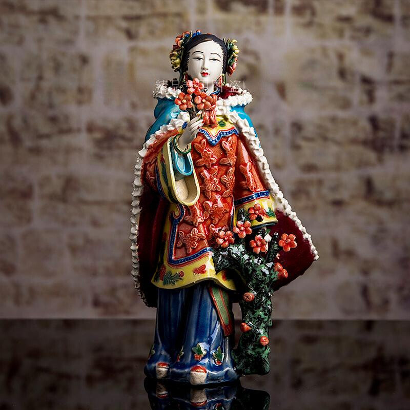 China Wucai Porcelain Pottery Classical Beauty Belle Lady Girl Women Statue A001