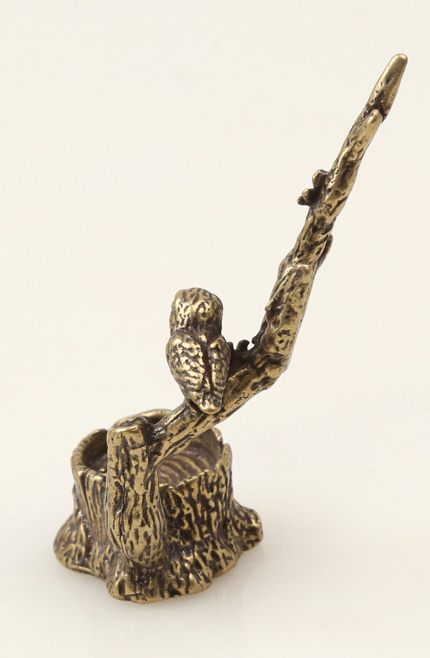 Bronze Statue Prune Tree Magpie Bird Small Statue 2.6" Collection Chinese