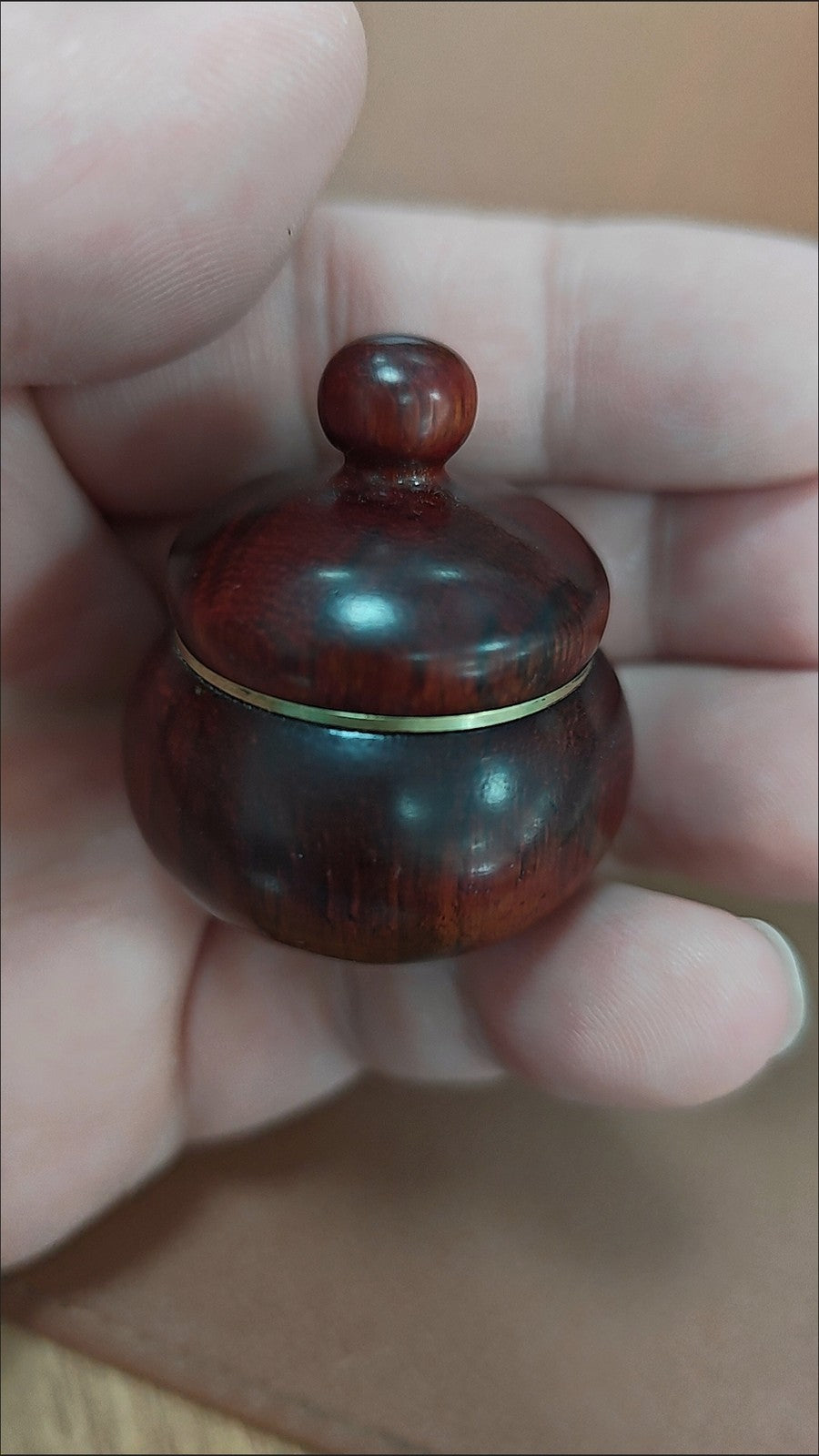Red Sandalwood Snuff Bottle Chinese Tibetan Style Solid Wood Snuff Container