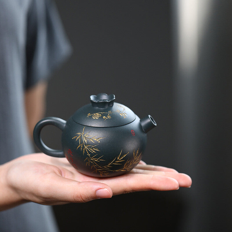 140ml Chinese Tea Pot Marked Real Yixing Zisha Clay Master Pot Handmade Carved