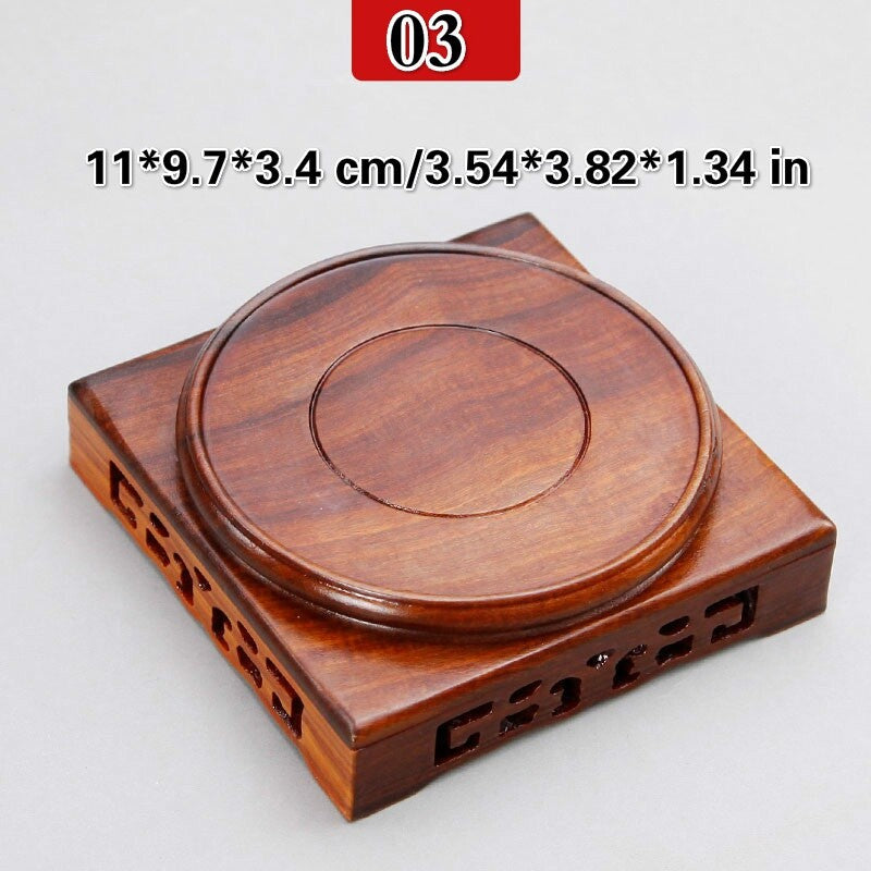 Wooden Display Stands Annatto Pedestal Teapot Vase Bonsai Base Retro Home Decor