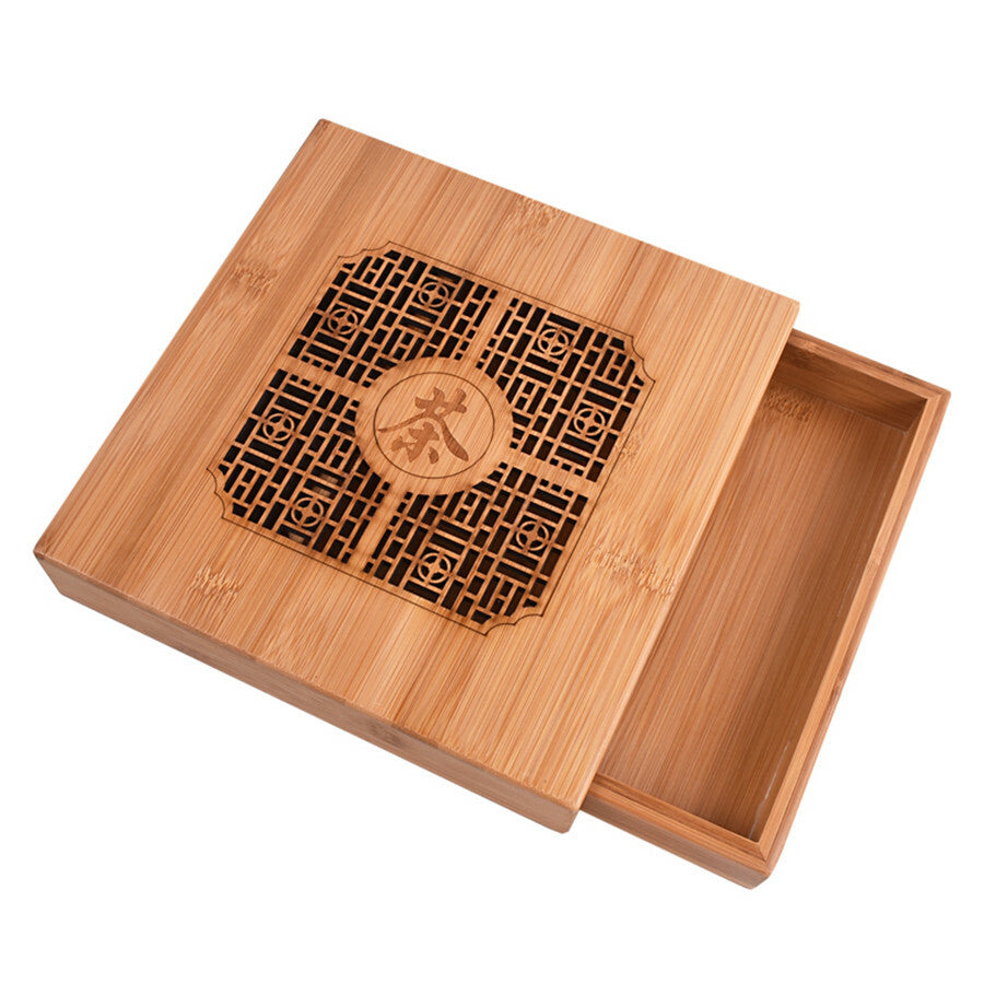Pu'er Tea Storage Box Hard Bamboo Box Artistic carved lattice 25cm*24cm