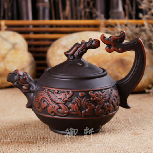 6.69" Handmade Dragon Purple Clay Teapot Chinese Yixing Zisha Rare Gift