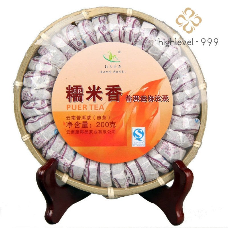 200g Ripe Puer Tuocha Hongyuan Yunnan Glutinous Rice Aroma Mini Compressed Tea