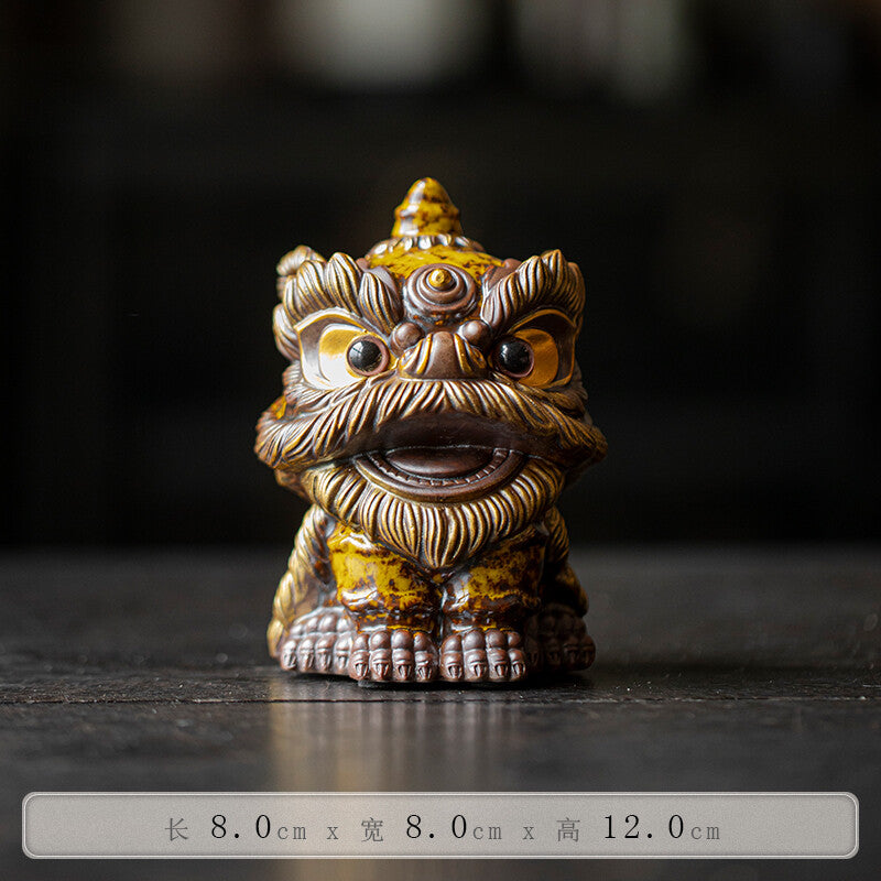 Awakening Lion Ornament Ceramic Lion Tea Pet Decorative Crafts Gift
