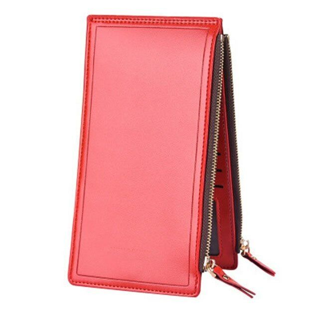 Unisex Long Zipper Wallet Card&ID Bag Clamps Purse Genuine Male&female Cash Clip