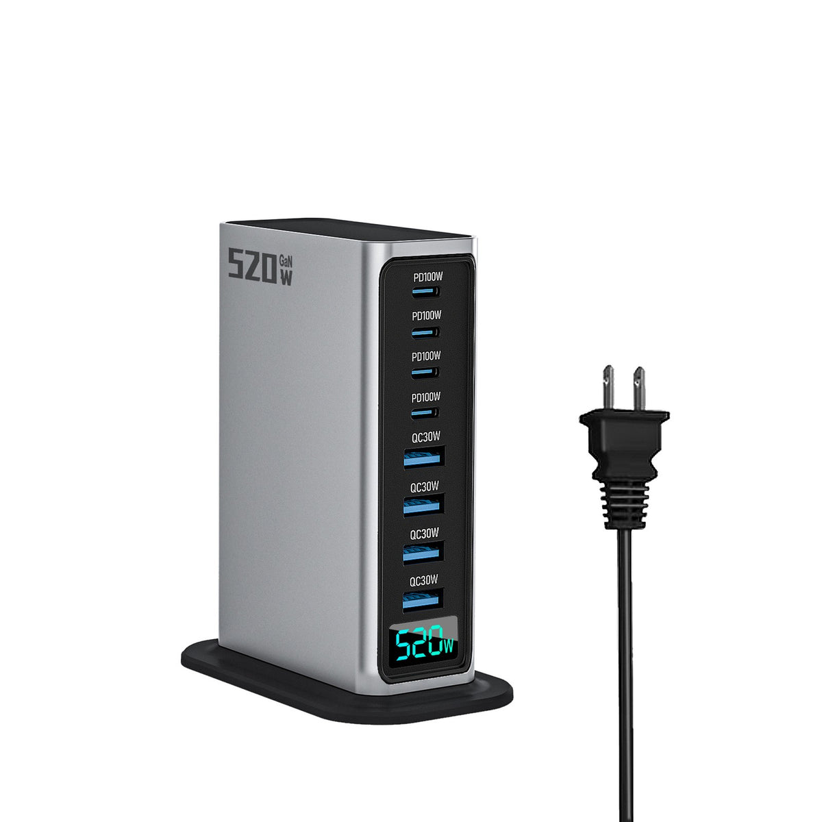 USB C Charger Block, 520w GaN 8 Ports USB C Fast Charger, Desktop Multi Port