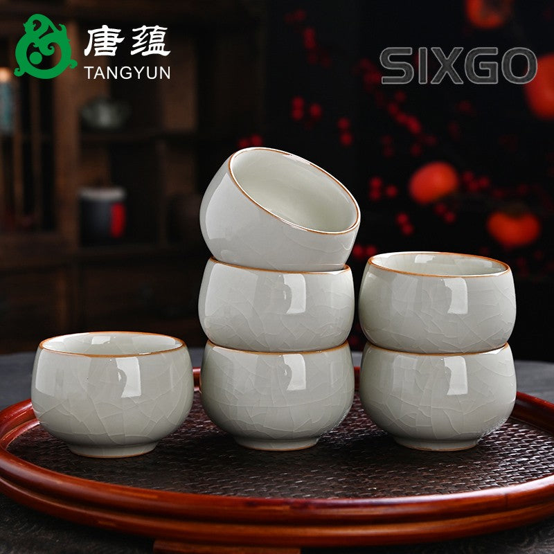 6-pcs Ru Kiln CeramicTea Cup Kung Fu Tea Set Tea Cup Household Tea Cup