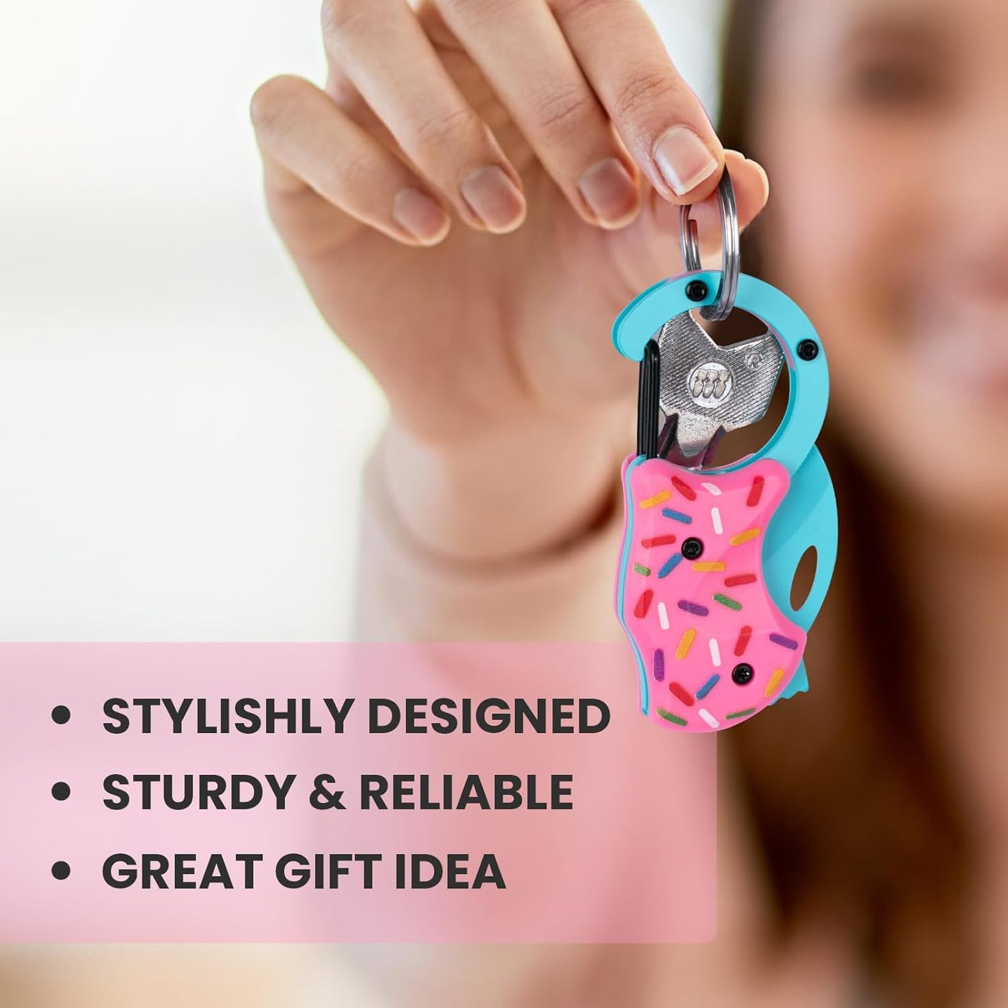 Small Pocket Knife for Women, Cute Donut Folding Box Cutter with 1.34 Inch Sharp