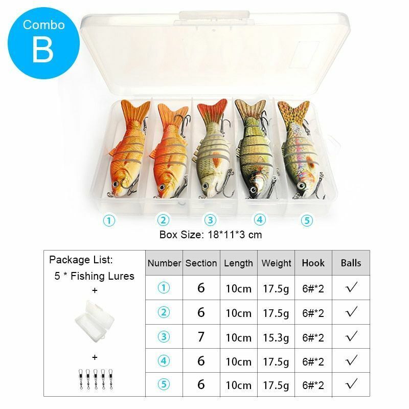 5Pcs/Set Sinking Wobblers Crankbaits Fishing Kit Artificial Hard Lures Swimbaits
