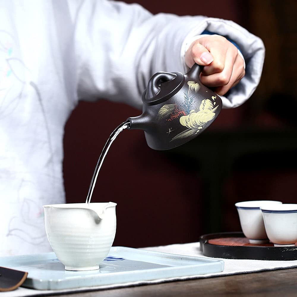 190ml Yixing Purple Clay Pot Handmade Landscape Pattern Teapot Kung Fu Tea Set
