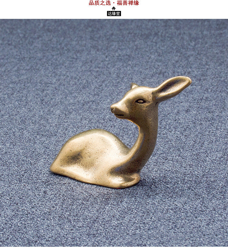 Chinese Style Antique Copper Tea Pet Bronze Deer Retro Copper Mini Bronze Ware