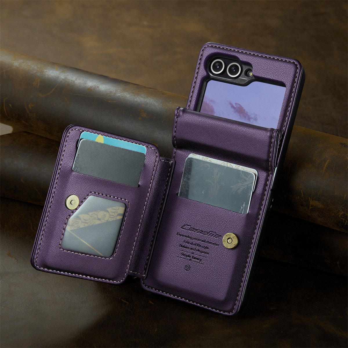 For Samsung Galaxy Z Flip 6 Case with RFID Blocking Card Holder Durable Leather