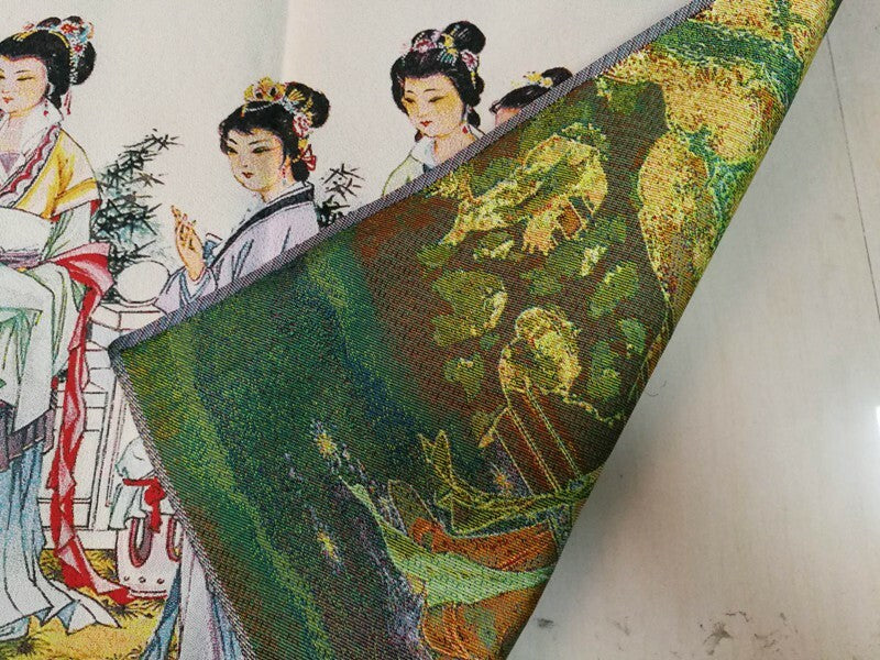 Old Chinese Buddhism Silk Embroidery Painting "Twelve Golden Hairpins"
