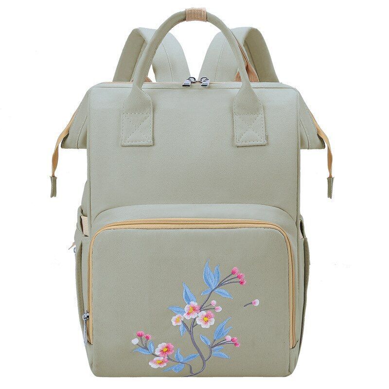 Big Women Bag Waterproof Baby Care Backpack Flower Embroidery Outdoor Traveling