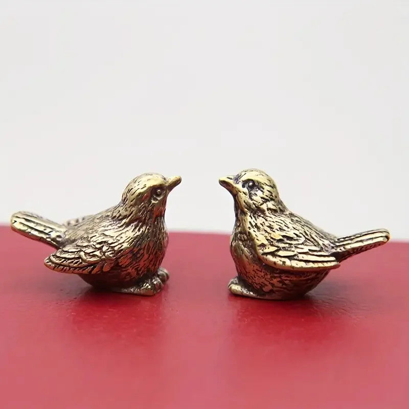 26.5mm Brass Sparrow Tea Pet Bird Figurine Decoration Chinese Retro Ornament