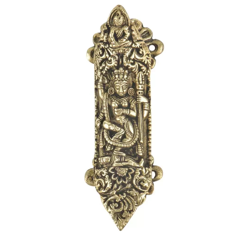 Set of 2 Antique Look Finely Carved Kali Maa Idol On Brass Door Handle
