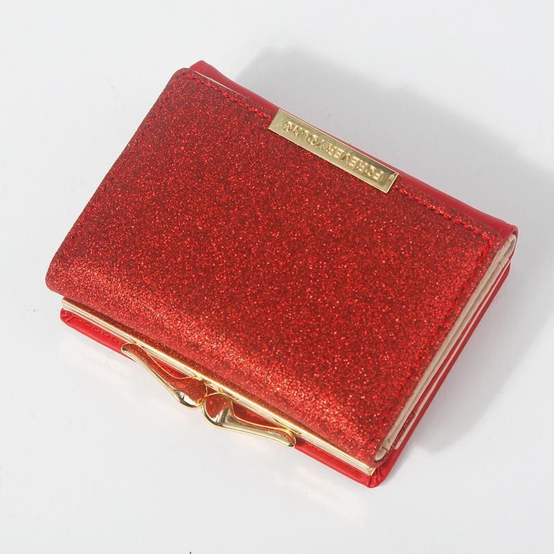 Shiny Wallet Three Fold Wallet Coin Pocket Purse Simple Clutch Bags Polyester