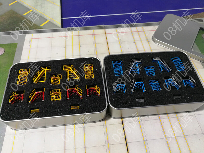1/200 Airport Metal Passenger Aircraft Maintenance Rack 10Pcs/set Red Yellow