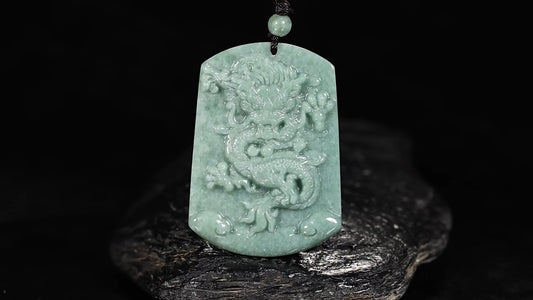 Certificate Natural Green Jade Jadeite Imperial Dragon Men Gift Beads Neckalce