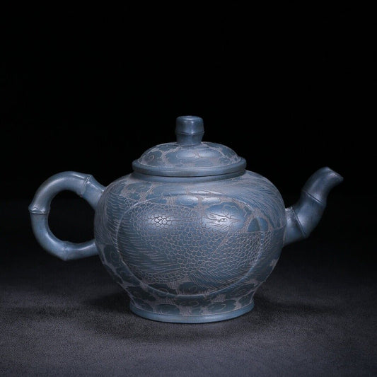 Chinese Yixing Zisha Clay Handmade Exquisite Teapot (龙凤呈祥 底款:周桂珍)
