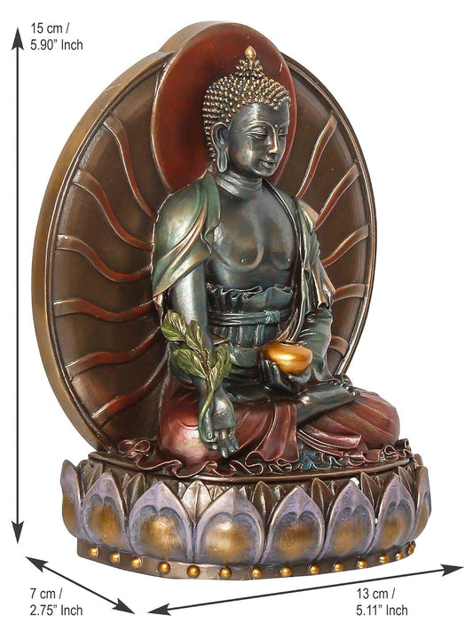 Handcrafted Meditating Lord Buddha Statue Sitting On Lotus Flower Sculpture