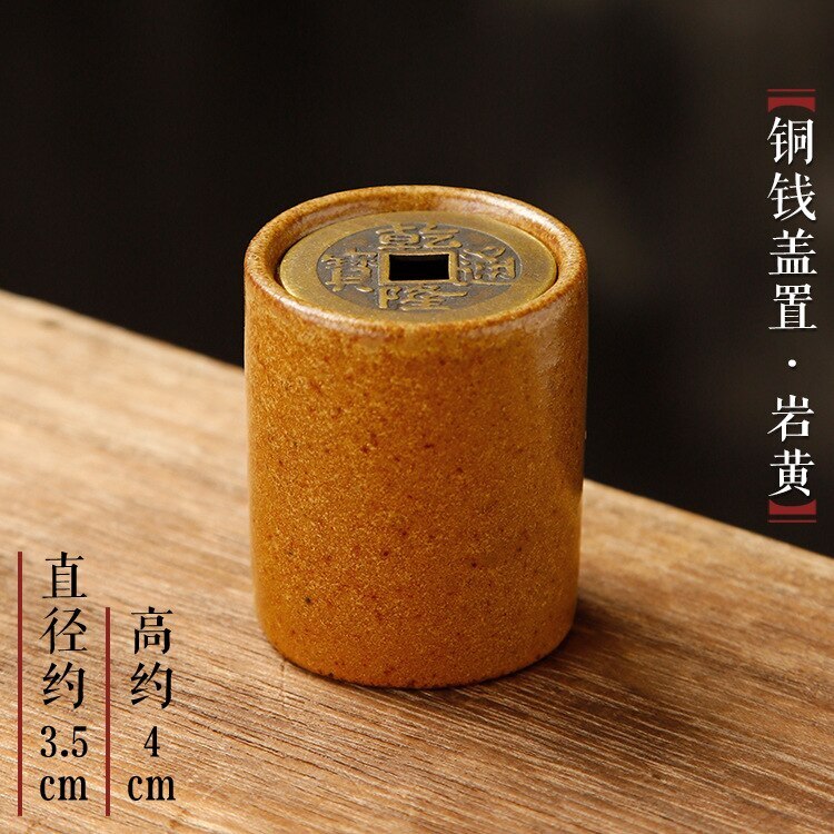 1pc Ceramic Copper Coin Cover Purple Clay Pot Cover Holder Kung Fu Tea Utensils