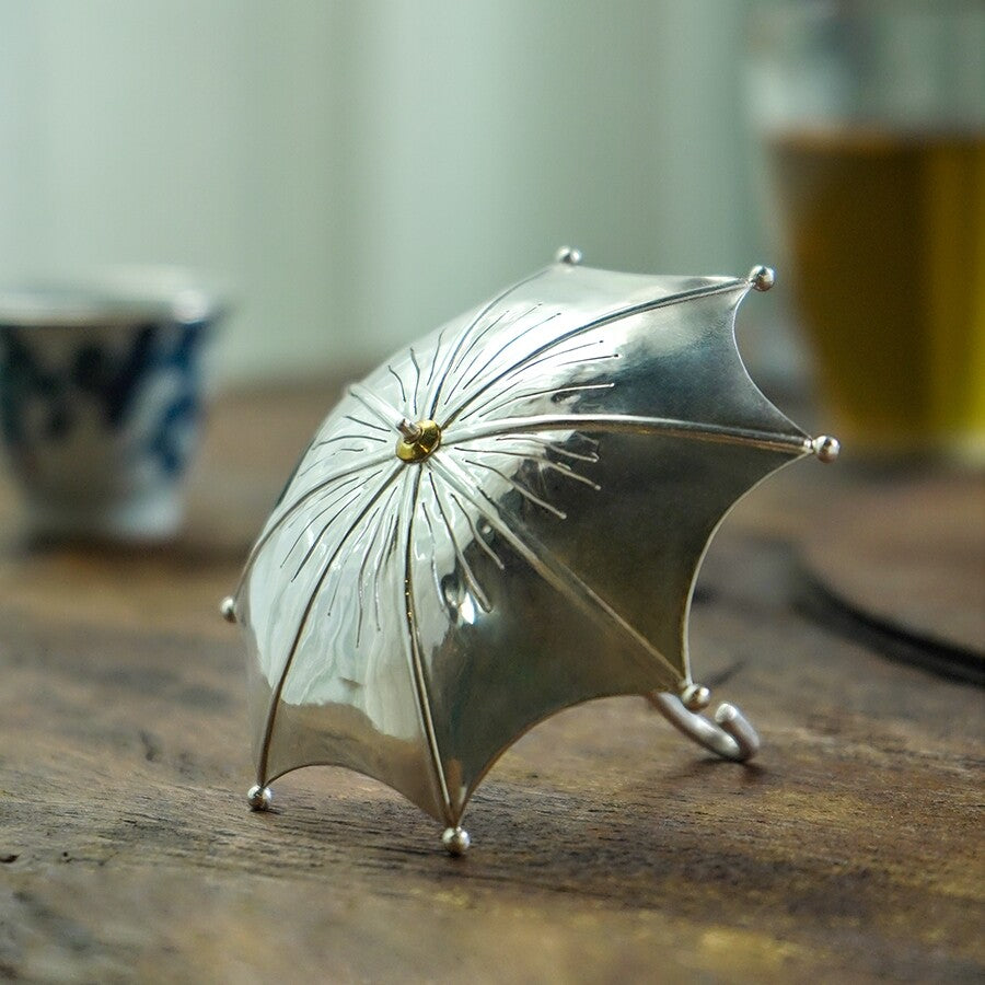 Sterling Silver Filter Net For Tea Health Care Umbrella Design Tea Strainer New