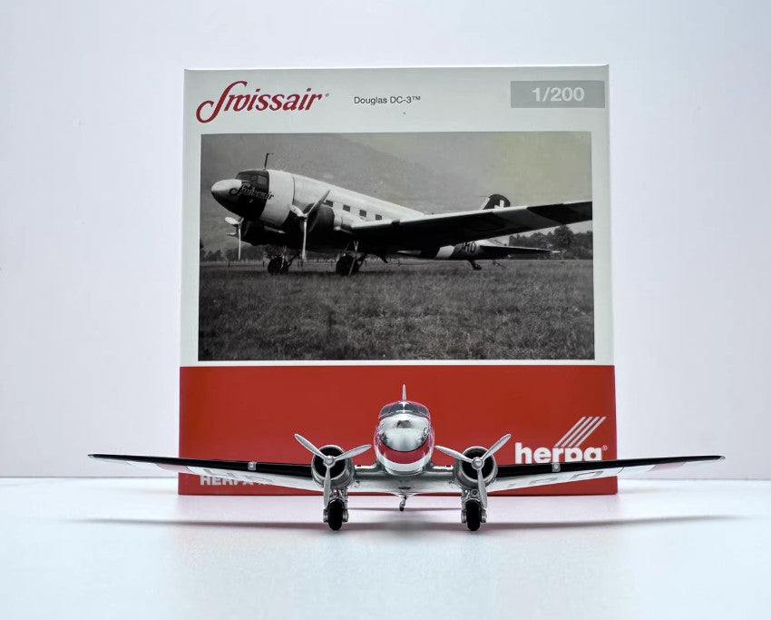 1:200 Herpa SWISS AIR LINES Douglas DC-3 Aircraft Plane Diecast Airplane Model