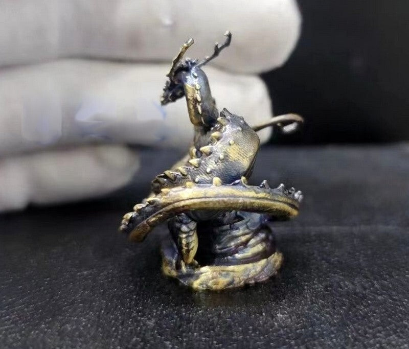 Brass Carved Chinese Dragon Statue Animal Feng Shui Decor